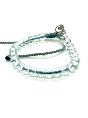 4Ocean Clear Glass Bead Bracelet with Blue Cord